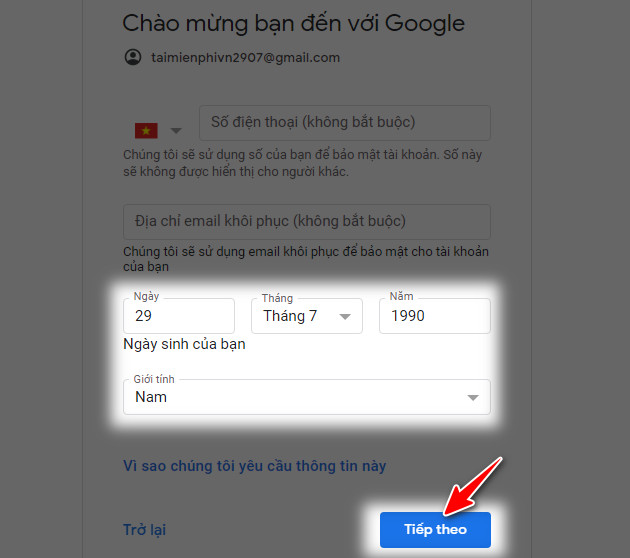 Cách lập Gmail mới bằng tiếng Việt
