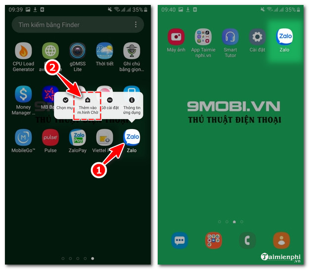 cach dua zalo ra man hinh chinh dien thoai android