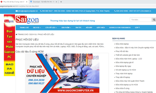 Bảng giá và địa chỉ những nơi cứu dữ liệu chuyên nghiệp tại Sài Gòn