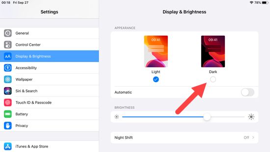 Shadow Ios Setting Kích hoạt chế độ darkmode trên iPhone, iPad iOS 13