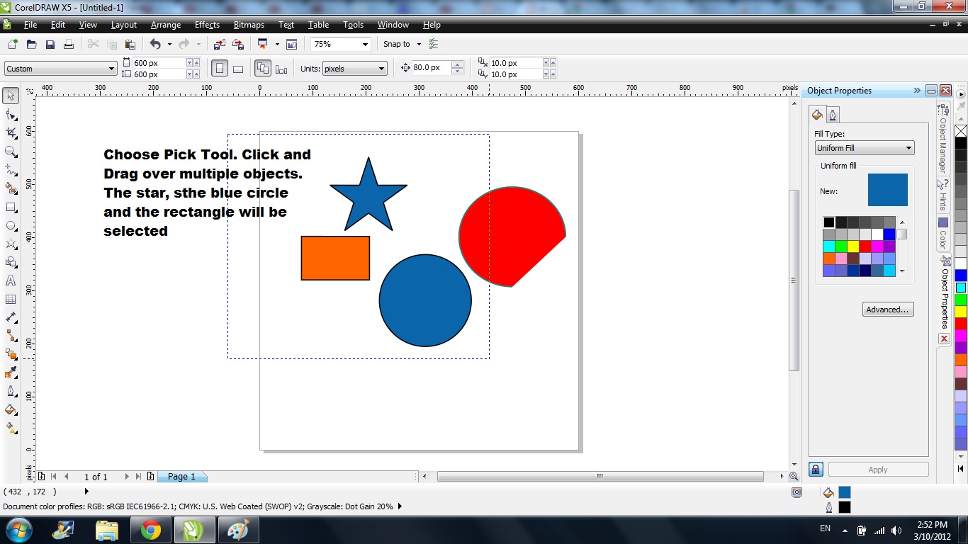 familiar with the pick tool in coreldraw 3