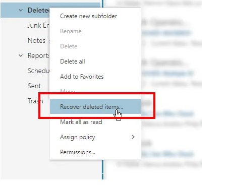 Reclaiming email messages in office 365 3