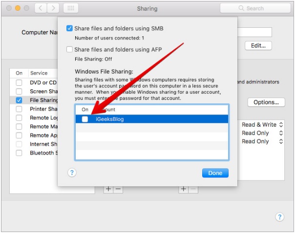 Hướng dẫn chia sẻ file và thư mục giữa Mac OS X và Windows