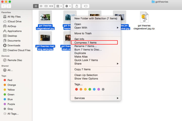 Tạo file ZIP trong Mac OS X đơn giản