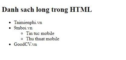 Danh sách (list) trong HTML