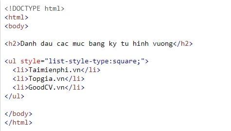 Danh sách (list) trong HTML