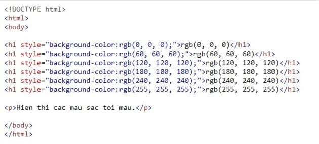 Thuộc tính color, màu trong HTML