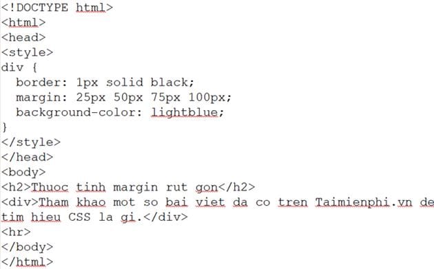 thuoc tinh margin trong css 3