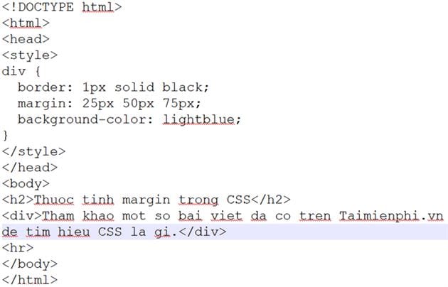 thuoc tinh margin trong css 5