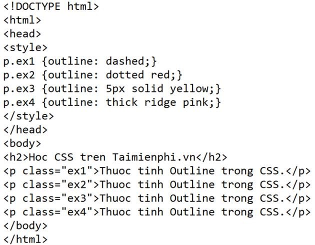 Thuộc tính Outline trong CSS