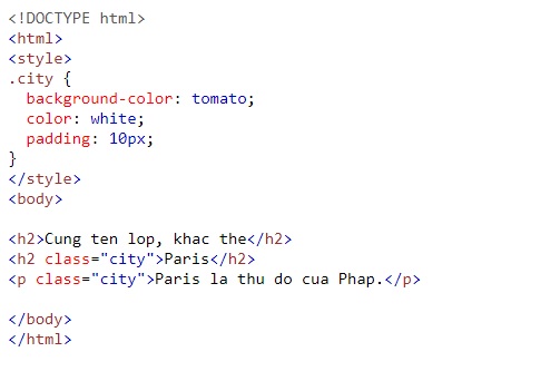 Thuộc tính class trong HTML, tìm hiểu cú pháp, cách sử dụng