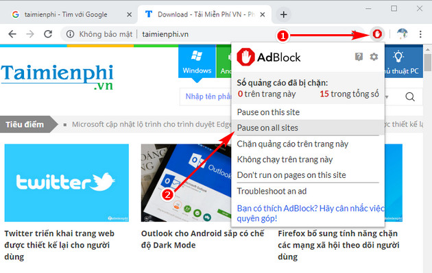 Cách tắt Adblock trên trình duyệt Google Chrome, Cốc Cốc