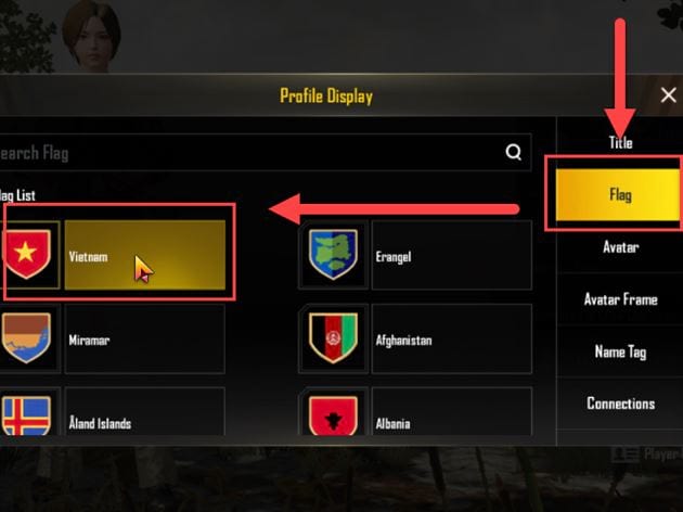 Cách thay đổi avatar, khung avatar và lá cờ trong PUBG Mobile