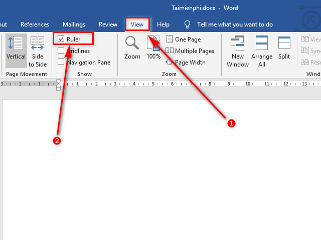Hiển thị Ruler Word 2019, thanh thước kẻ