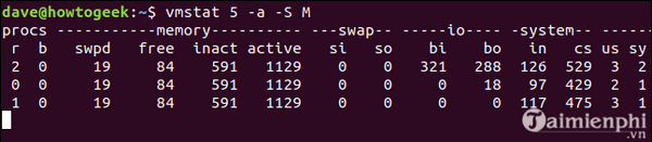 Cách sử dụng lệnh vmstat trên Linux