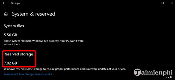 Reserved Storage trên Windows 10 May 2019 Update là gì?