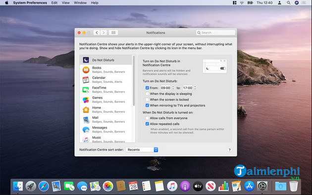 Cách tắt thông báo trên MacBook, MacOS