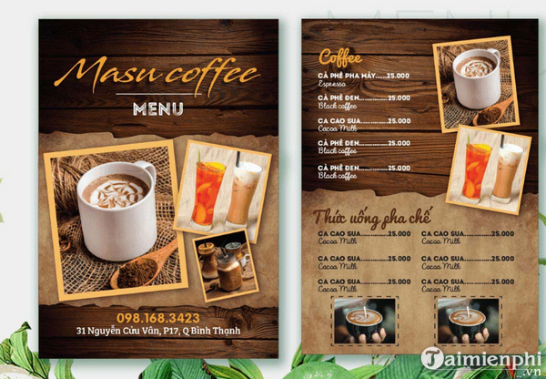 Menu cafe đẹp