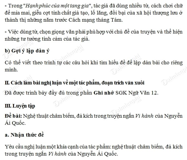 Soạn bài Nghị luận về một tác phẩm, một đoạn trích văn xuôi, Ngữ văn lớp 12 Soạn bài Nghị luận về một tác phẩm, một đoạn trích văn xuôi, Ngữ văn lớp 12