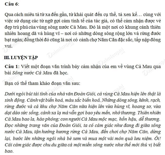 soan bai van song nuoc ca mau