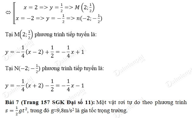 Giải toán lớp 11 Bài 1, 2, 3, 4, 5, 6, 7 trang 156, 157 SGK Đại Số - Định nghĩa và ý nghĩa của đạo hàm