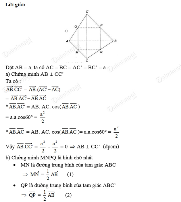 Giải toán lớp 11 Bài 1, 2, 3, 4, 5, 6, 7, 8 trang 97, 98 SGK Hình Học - Hai đường thẳng Vuông góc