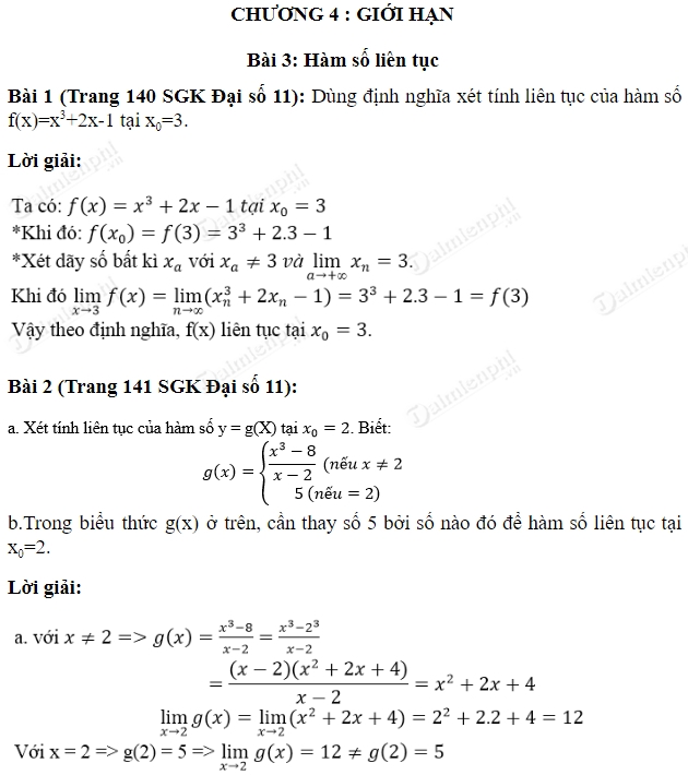 Giải toán lớp 11 Bài 1, 2, 3, 4, 5, 6 trang 140, 141 SGK Đại Số