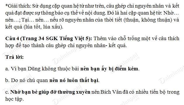 Soạn Tiếng Việt lớp 5 - Nối các vế câu ghép bằng quan hệ từ tiếp theo, luyện từ và câu