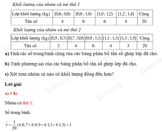 giai toan lop 10 phuong sai va do lech chuan