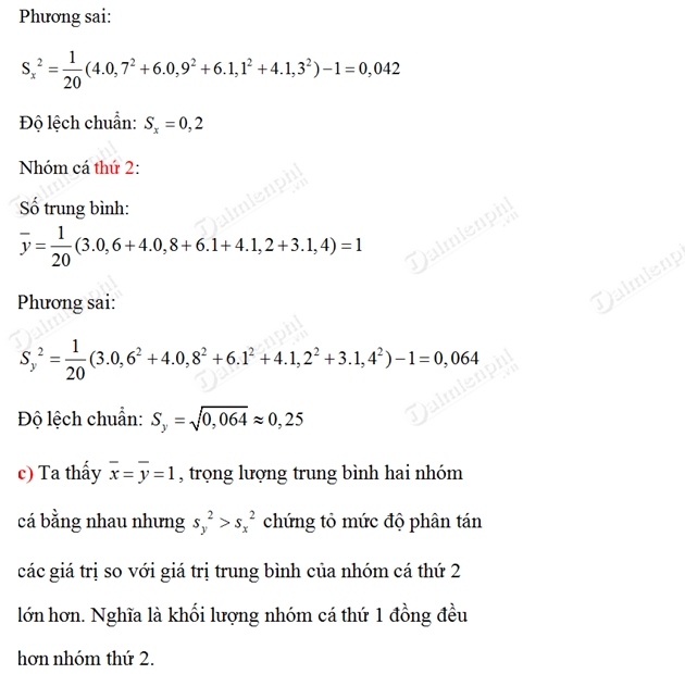 giai toan lop 10 phuong sai va do lech chuan