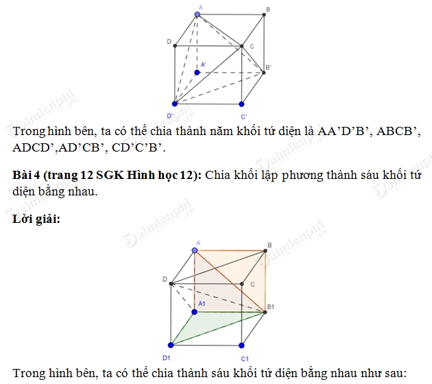 Giải Toán Lớp 12 Bài 1, 2, 3, 4 Trang 12 Sgk Hình Học - Khái Niệm Về K