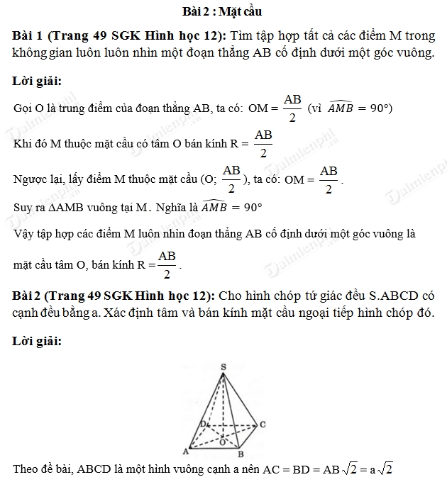 Giải Toán Lớp 12 Bài 1, 2, 3, 4, 5, 6, 7, 8, 9, 10 Trang 49 Sgk Hình H