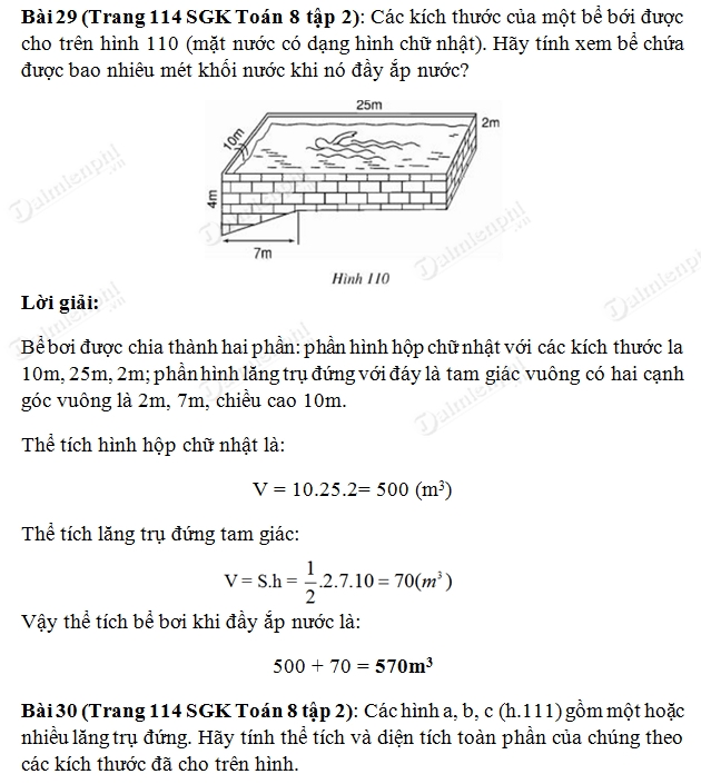 giai toan lop 8 the tich cua hinh lang tru dung