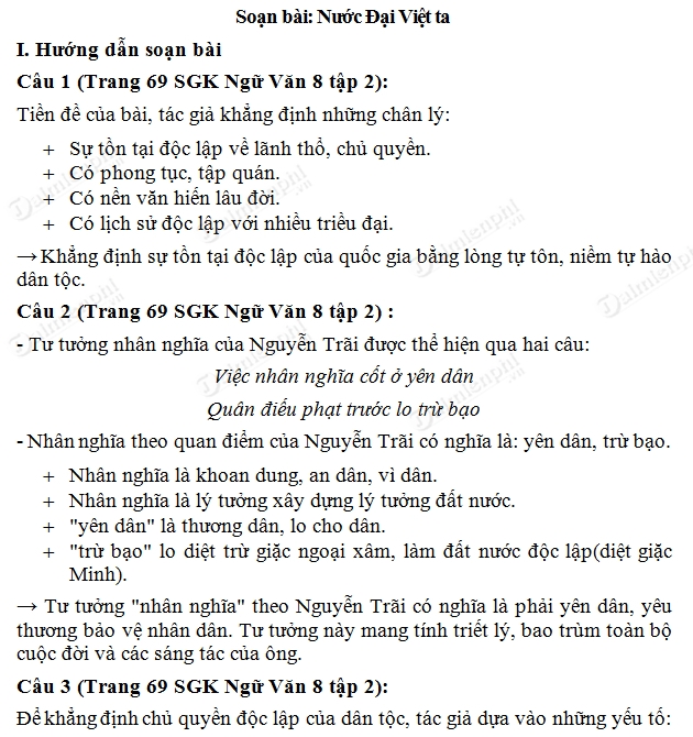 Soạn bài Nước Đại Việt ta, Ngữ văn lớp 8