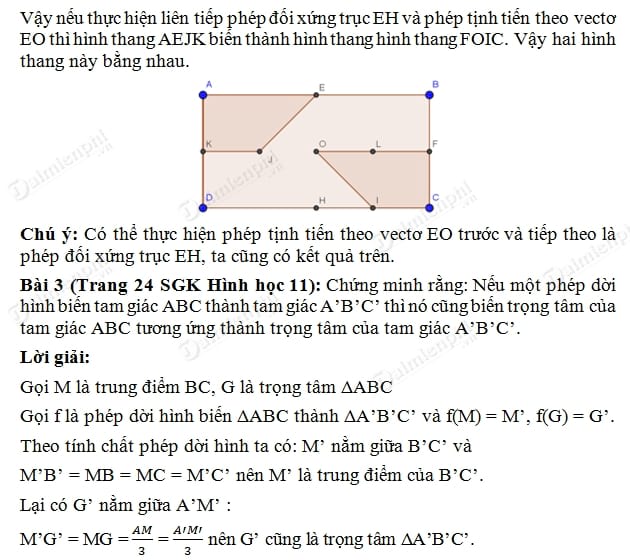 Giải toán lớp 11 Bài 1, 2, 3 trang 23, 24 SGK Hình Học