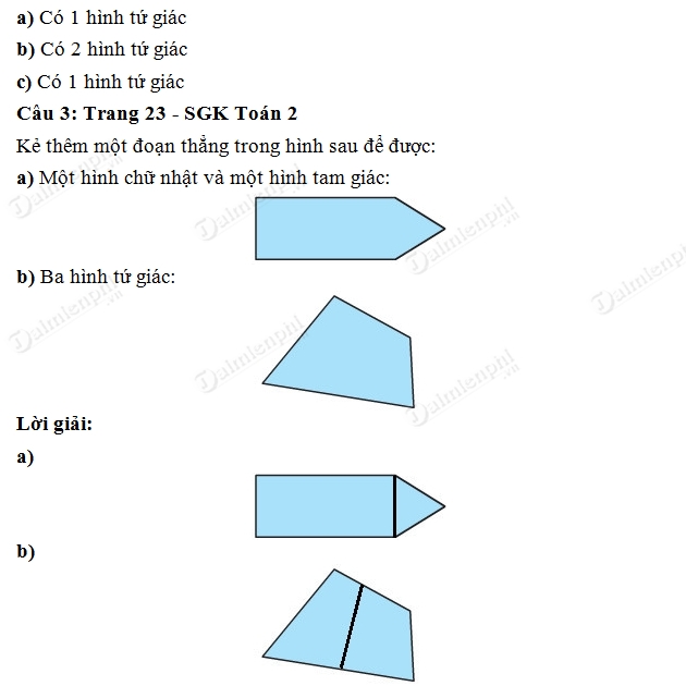 Giải bài tập trang 23 SGK toán 2