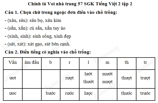 Soạn bài Chính tả (Nghe-viết) Voi nhà, Tiếng Việt lớp 2