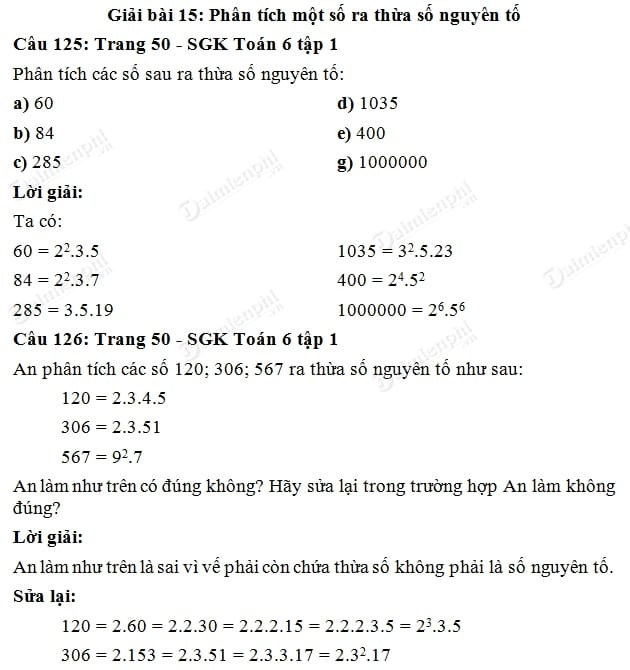 giai bai phan tich mot so ra thua so nguyen to
