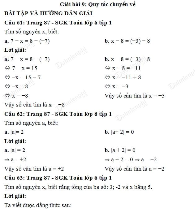 giai bai quy tac chuyen ve