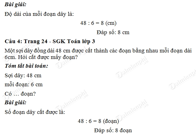 Giải bài tập trang 24 SGK toán 3