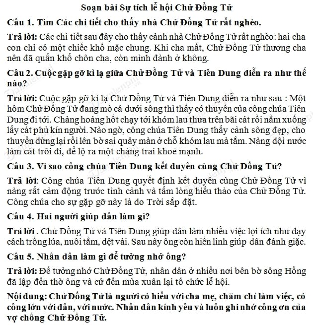 Soạn Tiếng Việt lớp 3 - Tập đọc Sự tích lễ hội Chử Đồng Tử câu 1-5 trang 65 sgk