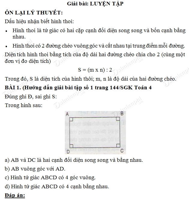 giai bai tap trang 144 145 sgk toan 4 luyen tap chung