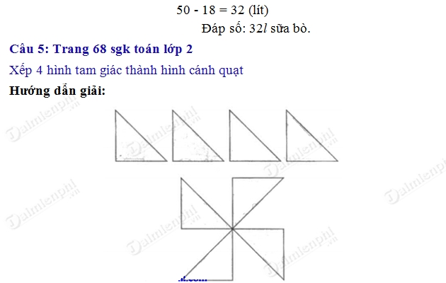 Giải bài tập trang 68 SGK toán 2