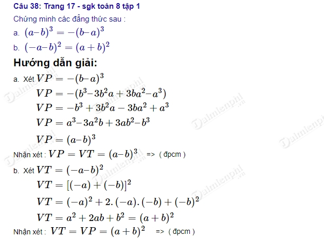 Giải Bài Tập Trang 16, 17 Sgk Toán 8 Tập 1 Bài 30, 31, 32, 33, 34, 35,