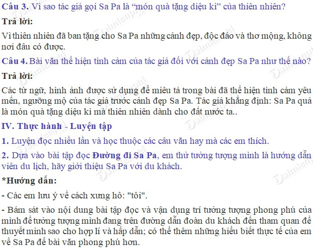Soạn bài Tập đọc: Đường lên Sa Pa trang 103 SGK Tiếng Việt 4 tập 2, soạn Tiếng Việt lớp 4