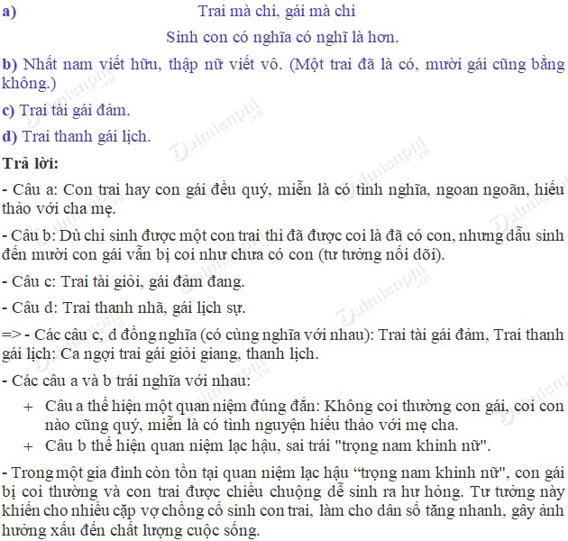 Soạn bài Luyện từ và câu: Mở rộng vốn từ Nam và nữ trang 120 SGK Tiếng Việt 5