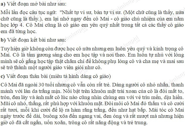 Soạn bài Ôn tập về tả người trang 150 SGK Tiếng Việt 5