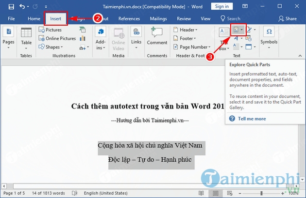 cach them autotext trong van ban word 2016 3