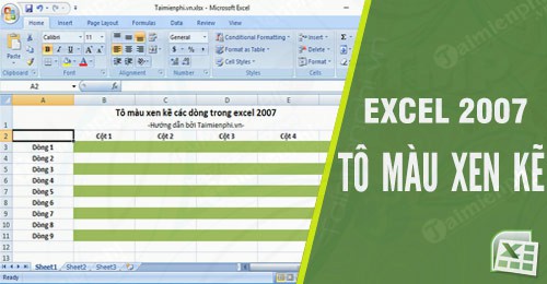 to mau xen ke cac dong trong excel 2007