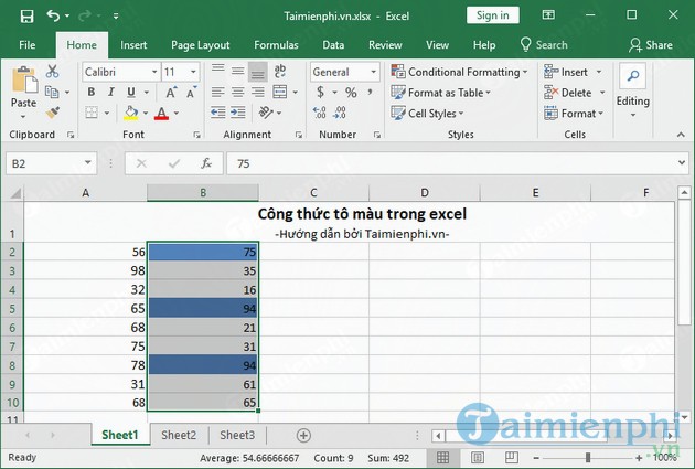 Công thức tô màu trong Excel 21